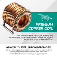 Thumbnail for LiteFuze 2000w Step-Up/step-Down Transformer for Japanese and US appliances with 2 Outputs Sockets - Premium Copper Coil, Noise Reduction, and Circuit Breaker Protection (JP-200)