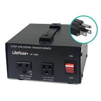 Thumbnail for LiteFuze 1000W Step-Up/Step-Down Transformer with Dual Sockets - Premium Copper Coil, Noise Reduction, and Circuit Breaker Protection (JP-1000)