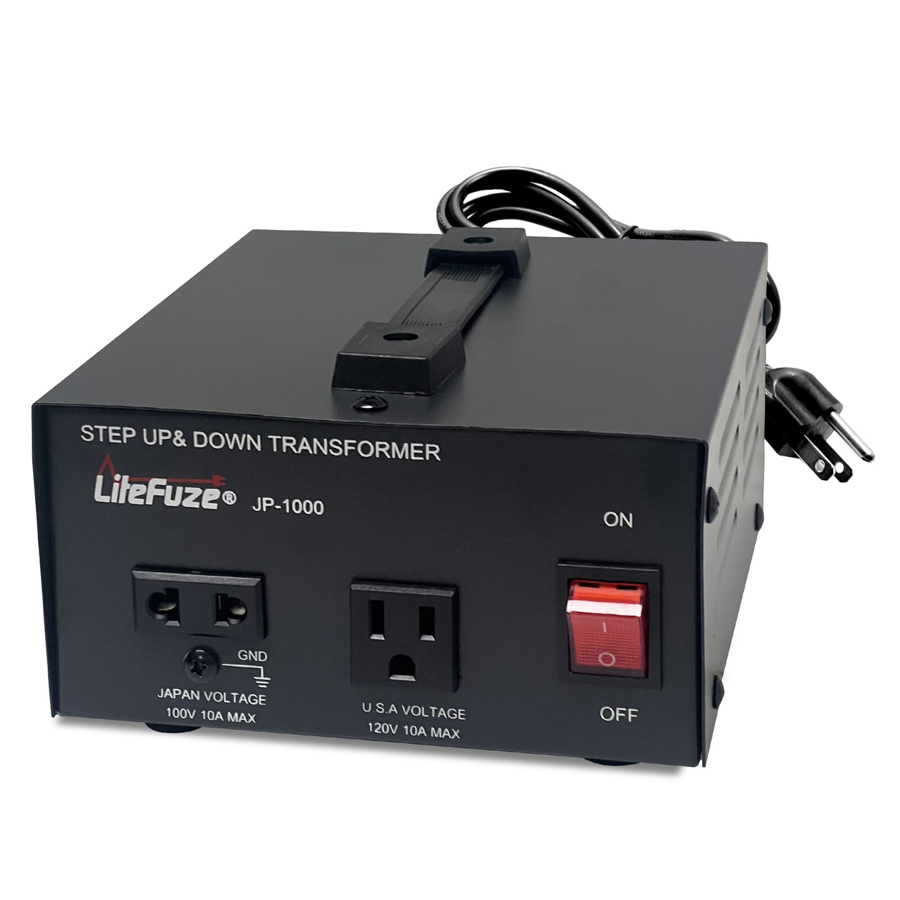 LiteFuze 1000W Step-Up/Step-Down Transformer with Dual Sockets - Premium Copper Coil, Noise Reduction, and Circuit Breaker Protection (JP-1000)